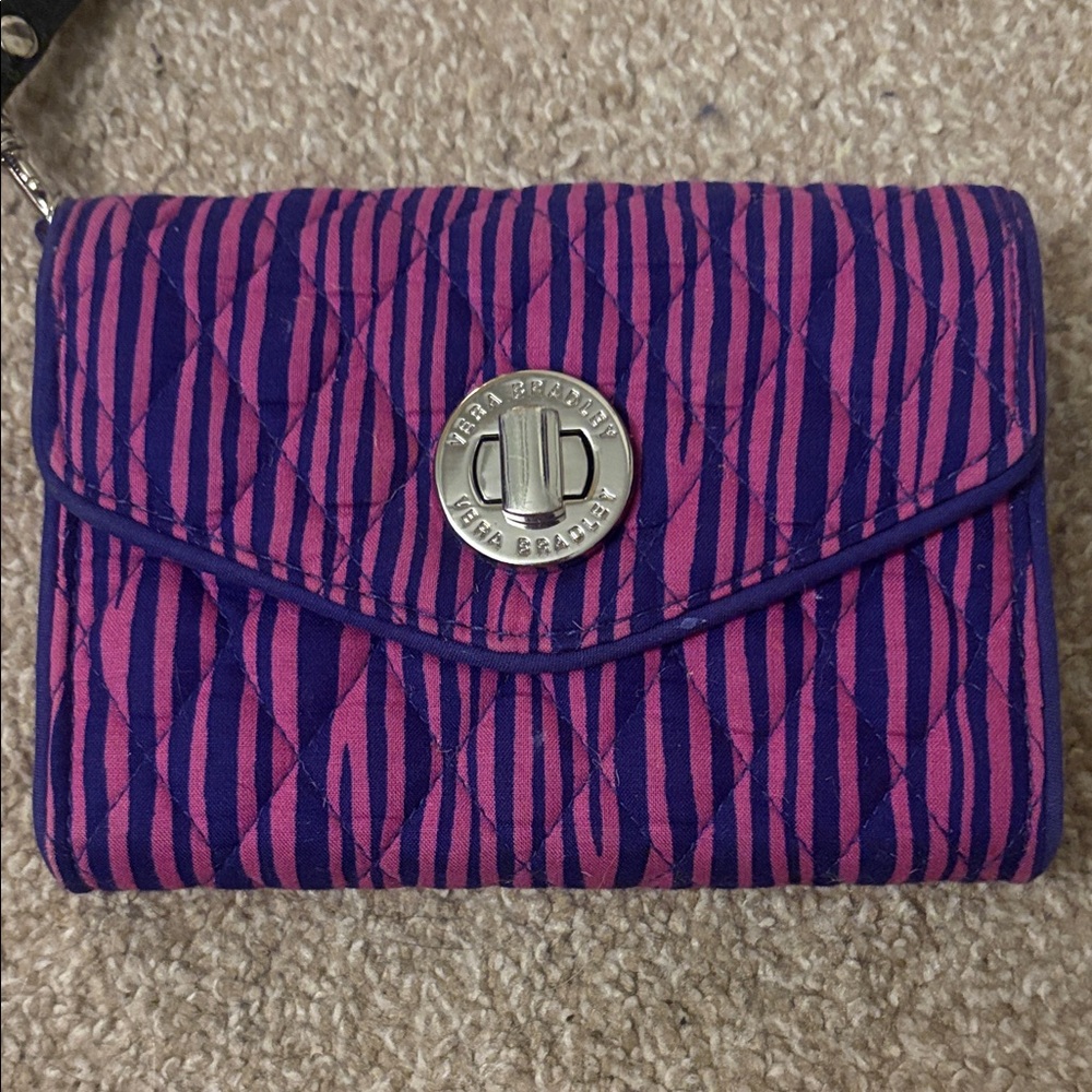 Vera Bradley Pink and Purple Quilted Turn-Lock Wallet
